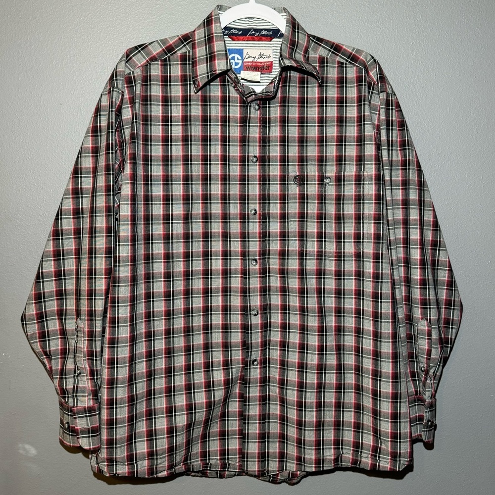 Wrangler George Strait Cowboy Cut Button Down Casual Red/Black Plaid Men’s M